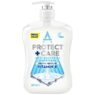 Astonish Protect + Care Antibacterial Handwash Vitamin E 600ml 1 Astonish Protect + Care Antibacterial Handwash Vitamin E 600ml