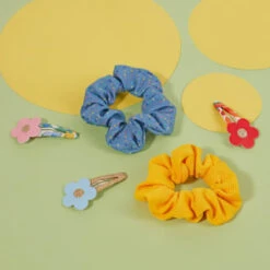 Ella Style Scrunchies 2pk - Blue & Gold -Daily Necessities Store 385596 ella style hair accessories 2